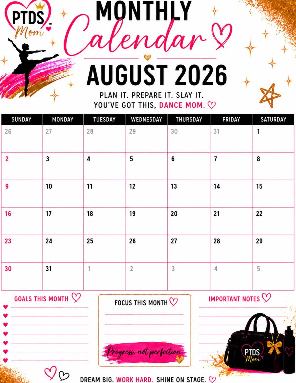 PTDS Mom™ Competition Season Planner 2026–2027 | Digital Download