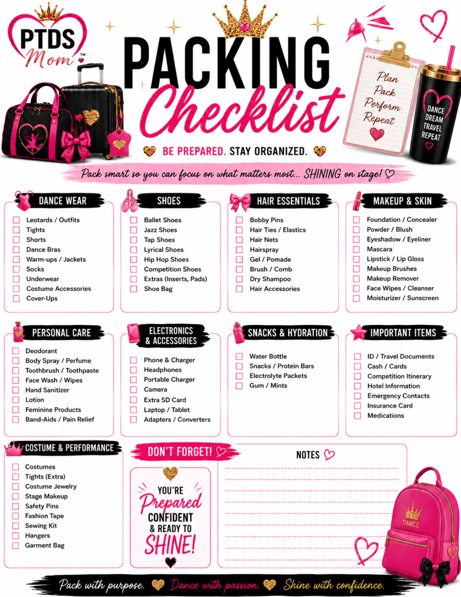 PTDS Mom™ Competition Season Planner 2026–2027 | Digital Download